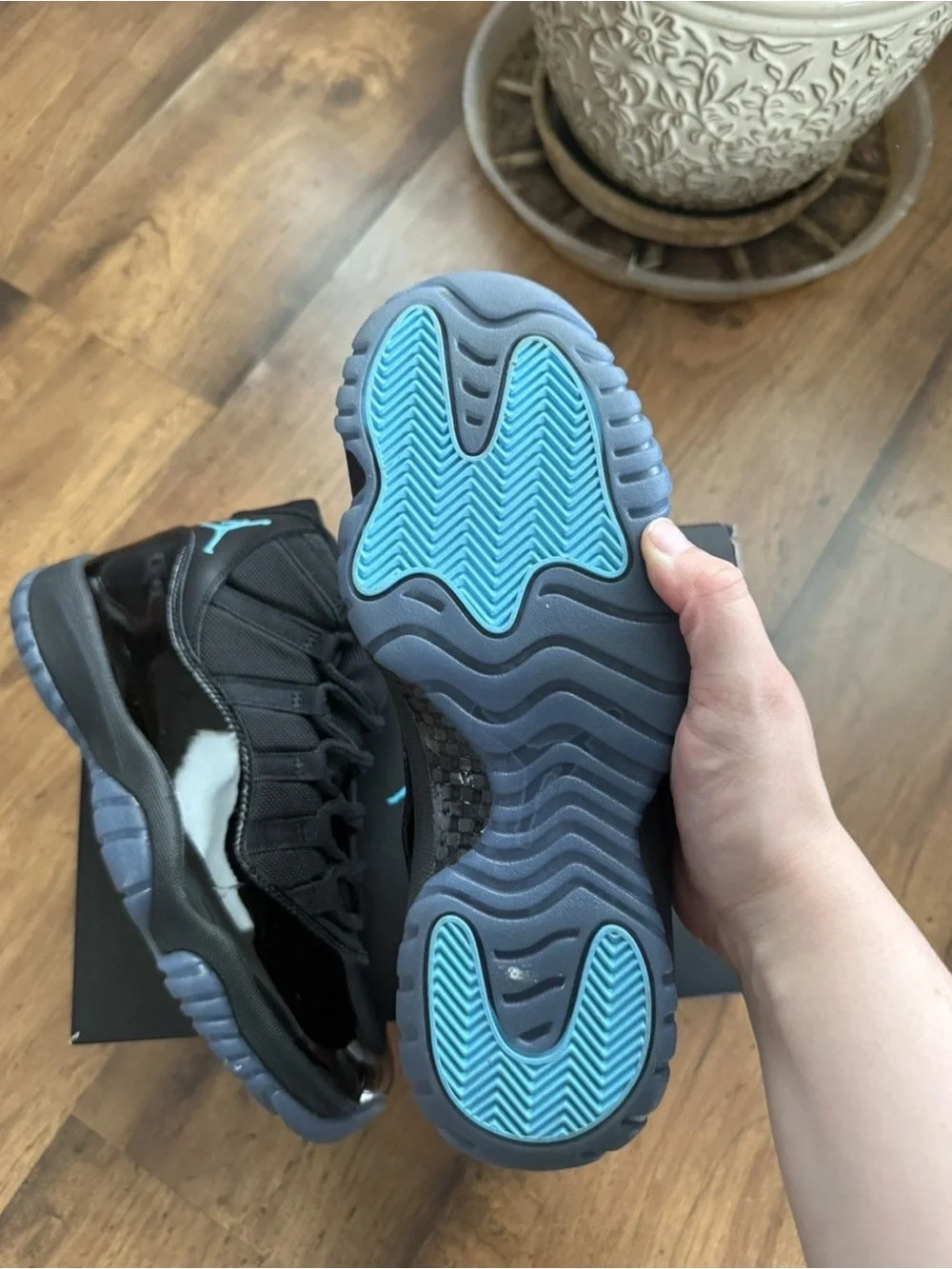 Jordan 11 Retro Black with Teal Accents
